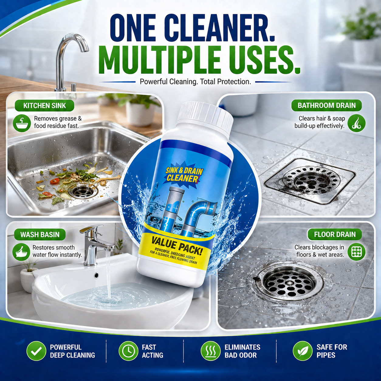 Powerful Drain & Sink Cleaner | Buy 1 Get 3 FREE 🔥