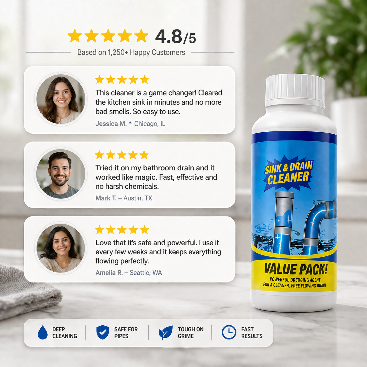 Powerful Drain & Sink Cleaner | Buy 1 Get 3 FREE 🔥