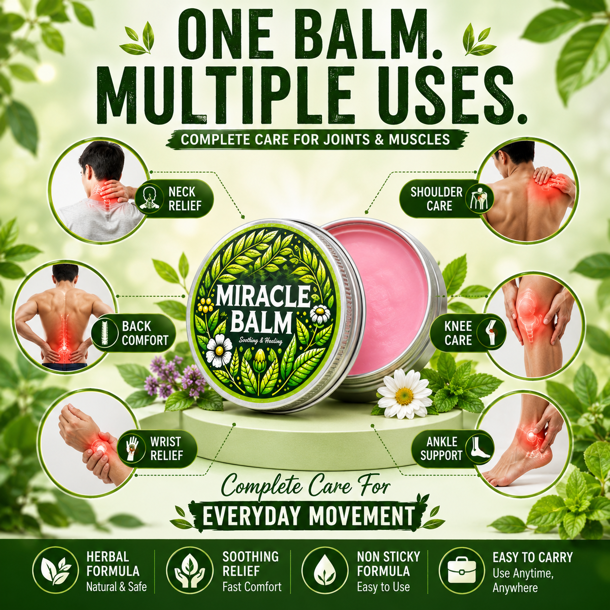 Instant Pain Relief Herbal Miracle Balm - Buy 1 Get 1 Free
